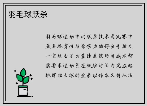 羽毛球跃杀